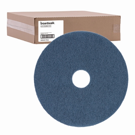 Boardwalk Scrubbing Floor Pads, 17" Diameter, Blue, PK5 BWK4017BLU